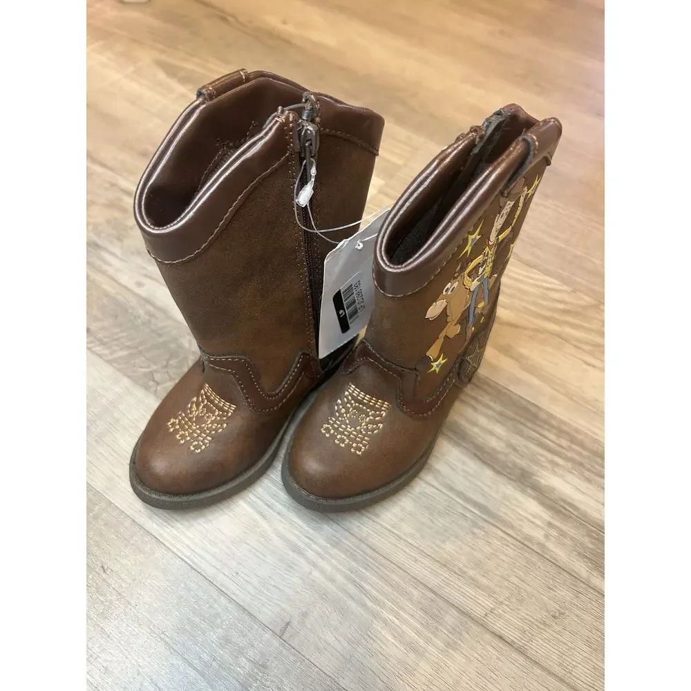 Disney Pixar Toddler Toy Story Woody Pull-on ZIp Up Cowboy Western Boot Brown 5